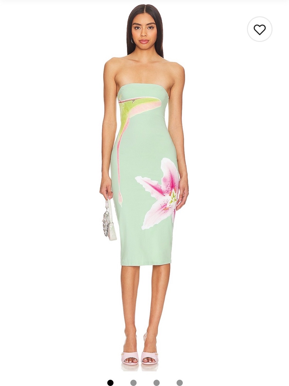 Strapless Mint Green Floral Sheath Dress - Picture 1 of 5